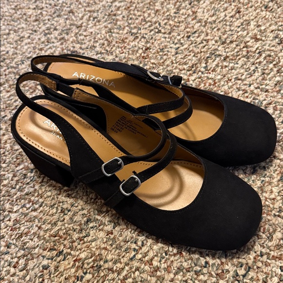 Arizona Jean Company Women's Black Double Strap Heels - Picture 4 of 5